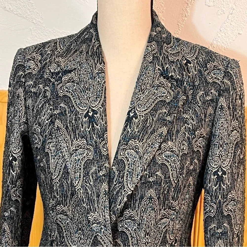 Vtg Oscar an Oscar de la Renta Company Fleur-de-lys Jacquard Print Jacket Sz-4
